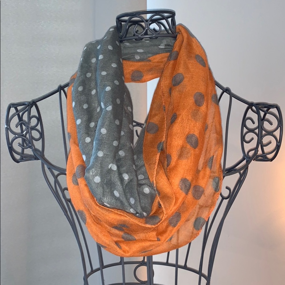 Orange and Gray Polka Dot Scarf